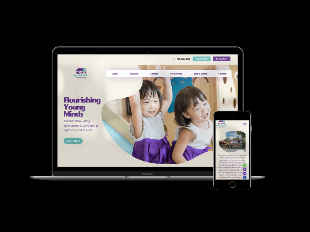 Explore the House on the Hill WordPress web design case study, showcasing a modern, user-friendly website for a Montessori preschool brand.