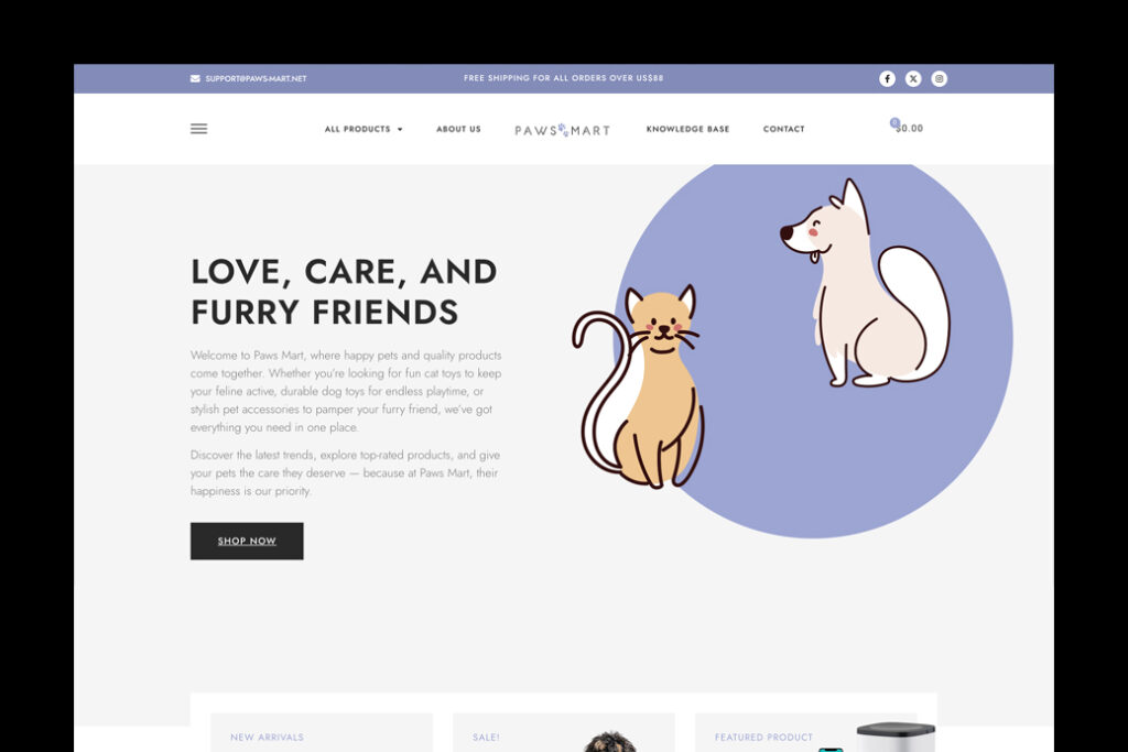 online pet shop ecommerce website design