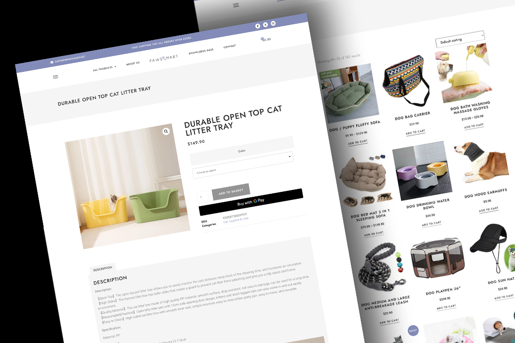 online pet shop ecommerce website design