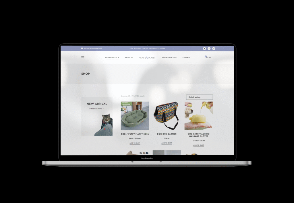 online pet shop ecommerce website design